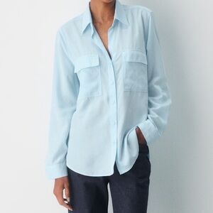 Babaton Aritzia Light Blue utility shirt